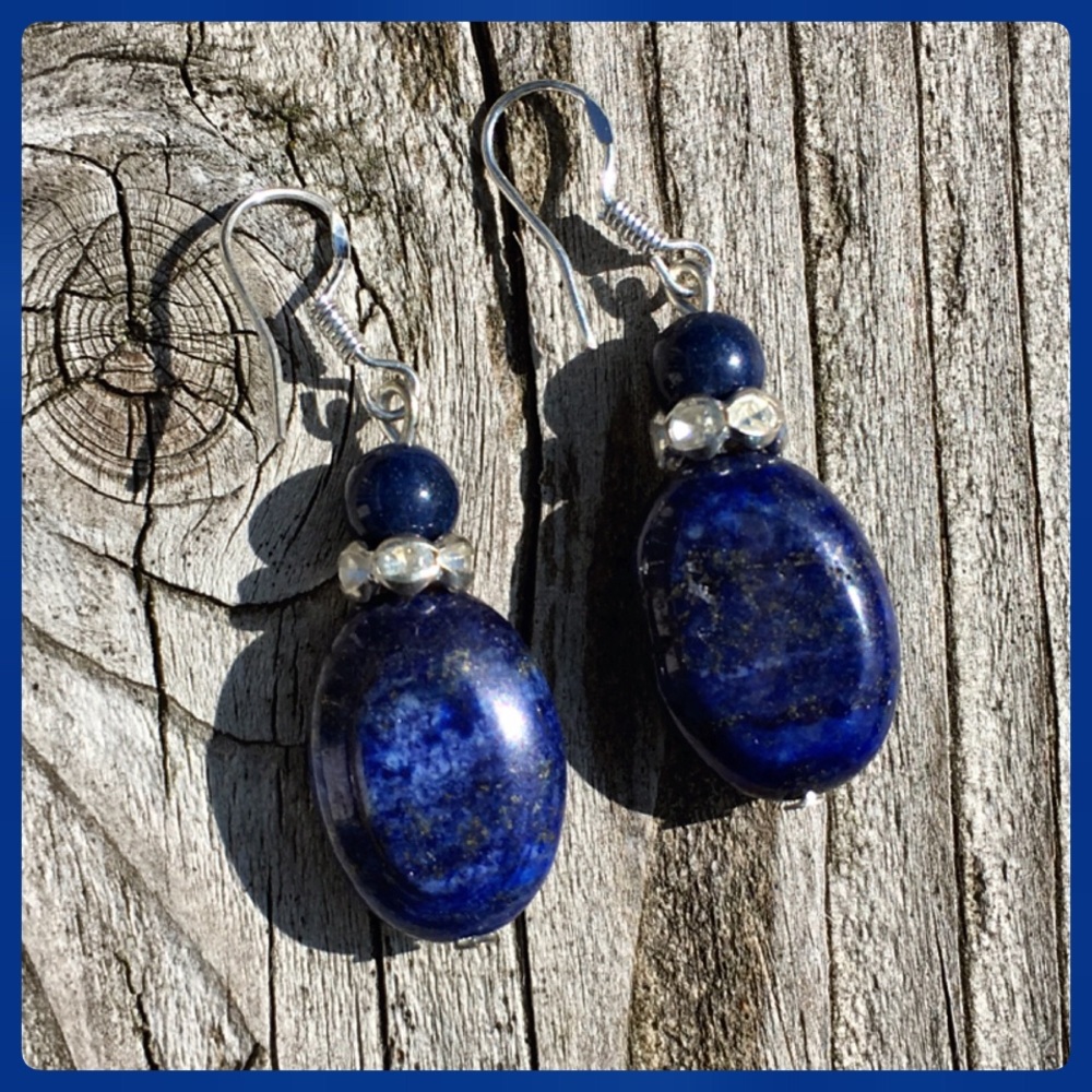 - Lapis Rhinestone Drop Earrings! NEW!